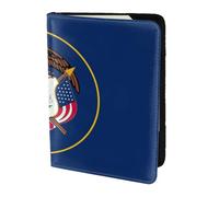Utah Flag print Leather Card Case Travel Accessories Passport Holder Cover Wallet for Women Men, Black, One Size
