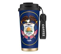 Utah Flag Print Steel Coffee Mug,Coffee Thermos Outdoor,Camping Mug with Leak-Proof Lid,Portable Cups for Keep Hot/Ice