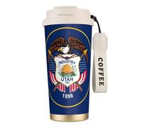 Utah Flag Print Steel Coffee Mug,Coffee Thermos Outdoor,Camping Mug with Leak-Proof Lid,Portable Cups for Keep Hot/Ice