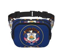 Utah Flag Print Waist Pack Square Waist Bag Workout Hiking Running Travel Gym Pretty Zipper Fashion