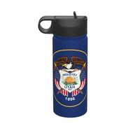 Utah Flag Printing The Print 18 Oz Stainless Steel Sports Insulated Kettle with Lid for Adult Men Women
