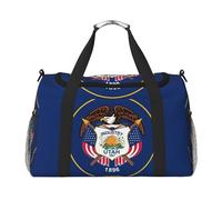 Utah Flag Travel Duffel Bag with Zippers and Handles, Big Foldable Duffle Bag for Family Vacations