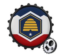 Utah Flag U.S.A. 2 in 1 Magnetic Beer Bottle Opener Fridge Magnets Easy Storage Gift for Men Women Black-Style