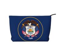 Utah Flag Zipper Closure Corduroy Makeup Bag Multifunctional Organizer 22x7x17cm for Travel Camping Vacation Fitness