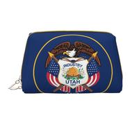 Utah Flag Zipper Closure Leather Portable Waterproof Cosmetic Bag for Home Travel to Organize Toiletries Sundries