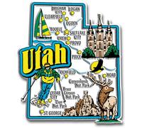 Utah Jumbo State Magnet by Classic Magnets, 3" x 3.5", Collectible 3D Rubber Vintage-Style Souvenirs and Gifts Made in The USA