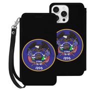 Utah State Flag Mobile Phone Front Flip Cases Compatible with iPhone 16/16 Plus/16 Pro/16 Pro Max/16 E Anti-Scratch Covers