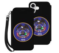 Utah State Flag Mobile Phone Front Flip Cases Compatible with iPhone 16/16 Plus/16 Pro/16 Pro Max/16 E Anti-Scratch Covers