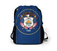 Utah State Flag Trendy Drawstring Backpack with Shoes Compartment Gym Bag Beach Cinch for Women Men