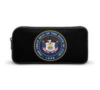 Utah State Logo Pen Holder Pouch Large Storage Pencil Case with Zippered Stationery Bag Office