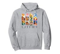 Utah, Watercolor Desert Design, Hiking, Cactus, Travel Pullover Hoodie