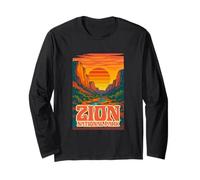 Utah Zion National Park Canyon Retro Sunset Vintage Travel Long Sleeve T-Shirt