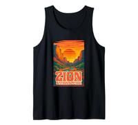 Utah Zion National Park Canyon Retro Sunset Vintage Travel Tank Top
