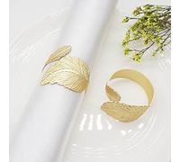 Utalek Gold Leaf Napkin Rings Set of 6, Leaves Napkin Rings for Table Setting, Metal Leaf Napkin Holder Rings for Holiday Party,Wedding, Banquet, Formal or Casual Dinning Table Decor (Gold)