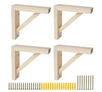UTALIND 4 Pcs Rustic Shelf Brackets, 5.91" x 5.91" Solid Wall Mount Wood Shelf Bracket, Triangle Bracket with Screws for Shelves Support DIY