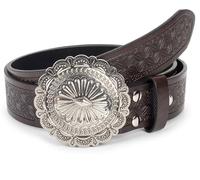 Utaly Vintage Cowgirl-Western-Leather-Belts for Women Adjustable Turquoise-Buckle-Belt West-Cowboy-Belt for Jeans 28“-35”, Coffee, Fit for 28"-39"