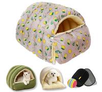 Utaseti Cutypet Winter Cave, Cozy Monster Cat Bed, Removable and Washable Cozy Winter Bed for Cats, Safe and Spacious Plush Pet Cave Suitable for Cats and Dogs of Different Sizes (Gray Lemon, Medium)