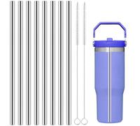 Utasti Stainless Steel Straws for Stanley Iceflow Flip Straw 30 oz/890 ml, Includes 8 Metal Straws Long 20.5 cm and 2 Cleaning Brushes, Replacement Straws Accessories Compatible with Stanley Iceflow