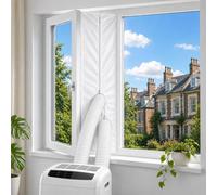 UtauHom 2 Pack AC Window Seal for Portable Air Conditioner & Tumble Dryer 400cm - Upgraded Dual Zippers & Non-Marking Adhesive, Hot Air Block Kit, Universal for Casement Windows
