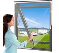 UtauHom Adjustable Magnetic Fly Screen Window Max 120 x 110cm-Fits Any Smaller Size,Fiberglass Mesh,Full Frame Magnetic Strip,Easy Install,Keep Fly/Mosquito Out（White Frame White Mesh)
