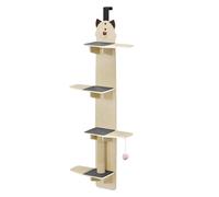utaxuper Cat Door Hanger with 4-Tier Vertical Design & Scratching Post, Over The Door Cat Tree with Plush Pads & Tease Ball, Door Hanging Cat Shelves for Indoor Cats' Play & Relaxation 170cm