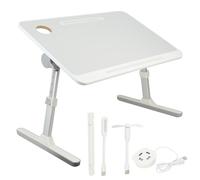 utaxuper Laptop Bed Tray Desk, Adjustable Height (10.6"-15.8") and Angle (0-45 degree), Foldable Legs, Anti-fall Stopper, with Fan Light Laptop Tray Grey