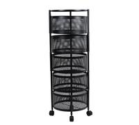 Utaxuper Modern 5-Tier Rotating Kitchen Storage Rack - Durable Carbon Steel, Adjustable, with Movable Wheels, Ideal for Fruits, Vegetables, and More Black Five Layers