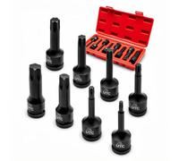 UTC 8-Piece Impact Torx Bit Sockets 1/2in Drive T30 T40 T45 T50 T55 T60 T70 T80 Chrome Molybdenum Black Phosphate Automotive Industrial Use 810062-UTC