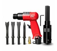 UTC Air Hammer Needle Descaler Kit 4500 BPM 6.3 Bar 5 CFM 1/4in Air Inlet Chisel Set Rust Paint Scale Corrosion Removal Surface Preparation Pneumatic Bodyshop Professional Workshop Use 820038-UTC