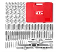 UTC Metric Tap Die Set 110pc M2 M18 Tungsten Steel Thread Repair Cutting Kit Internal External Bolt Nut Threading Engineering Professional Workshop Use 810096-UTC