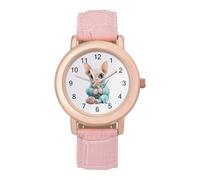 Сute Sphinx Cat Knitting A Sweater Classic Watches for Women Pink Leather Strap Trendy Quartz Watch for Small Wrists