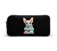 Сute Sphinx Cat Knitting A Sweater Cute Pencil Case Large Capacity Portable Lightweight Pencil Pouch with Zippered