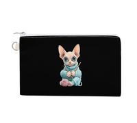 Сute Sphinx Cat Knitting A Sweater Cute Zero Wallet for Women Men Lightweight Coin Pouch with Zippered