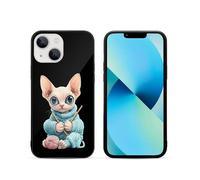 Сute Sphinx Cat Knitting A Sweater Printed Phone Case Unisex Cute Trendy Glass Cellphone Protective Cover Compatible with iPhone 13/13 Pro/13 Pro Max/13 Mini