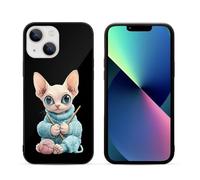 Сute Sphinx Cat Knitting A Sweater Printed Phone Case Unisex Cute Trendy Glass Cellphone Protective Cover Compatible with iPhone 13/13 Pro/13 Pro Max/13 Mini