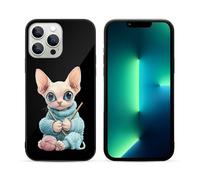Сute Sphinx Cat Knitting A Sweater Printed Phone Case Unisex Cute Trendy Glass Cellphone Protective Cover Compatible with iPhone 13/13 Pro/13 Pro Max/13 Mini