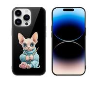 Сute Sphinx Cat Knitting A Sweater Printed Phone Case Unisex Cute Trendy Glass Cellphone Protective Cover Compatible with iPhone 14/14 Pro/14 Pro Max/14 Plus