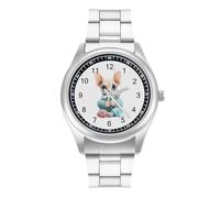 Сute Sphinx Cat Knitting A Sweater Quartz Watch for Men Stainless Steel Bands Classic Trendy Wristwatches Daily Business