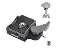 UTEBIT 323 RC2 Quick Release Plate with Clamp and 1/4'' - 3/8'' Screw, Aluminum Alloy Rapid Adapter Camera QR Plate Mount Rapid Connect Tripod Adapter Only for Manfrotto Tripod (Grey)