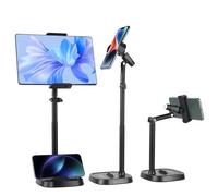 UTEBIT Adjustable Height Tablet Holder, Foldable Mobile Phone Stand Desk With two clips, Anti-slip Base Tablet Stand for IPad Phone 14 13 12 11 Pro Max/Galaxy/Huawei/Xiaomei
