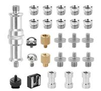 UTEBIT Camera Screw 1/4 to 3/8 Adapter Thread Adapter Set,26Pcs Camera Spigot Convert Mounting Screws Tripod Screw Compatible for Magic Arm Crab Clamp Ball Head Monopod Light Stand
