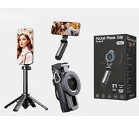 UTEBIT Mini Magnetic Selfie Stick Tripod, Extendable Selfie Stick with Wireless Remote & Handy Capgrip Aluminium Phone Tripod Stand with Horizontal Shooting for iPhone 17 16 15, Android Phones