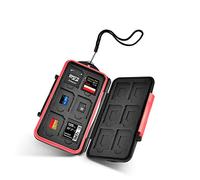 UTEBIT SD Card Holder Water-Resistant Memory Card Carrying Cases Professional Anti-shock SD Card Case Mass Storage Memory Card Case Lanyard for 12 SD Cards + 12 Micro SD TF Cards