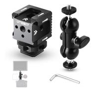 UTEBIT Triple Cold Shoe Mount with Camera Hot Shoe Adapter, 360° Rotation Dual Ballhead Magic Arm and 1/4"-20 Thread Camera Cold Shoe Bracket for Monitor Microphone LED Flash Light
