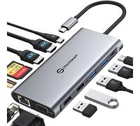UtechSmart USB C Docking Station Triple Monitor - Universal Laptop Docking Station 12 in 1 for Thunderbolt 3/4, USB C Dock with USB 3.0 and 4K HDMI for MacBook Pro/Air/M1/M2 & Windows