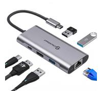 UtechSmart USB C Hub, 6 in 1 HDMI Dock with Ethernet & 100W PD 4K | Gigabit Ethernet, USB 3.0, 4K HDMI & 100W PD charging; compatible with MacBook, Chromebook, Dell XPS and HP