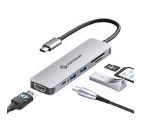 UtechSmart USB C Hub HDMI Adapter, 6 in 1 with 4K@60Hz, 2*USB 3.0, PD 100W, SD/TF Card Reader, Dongle for MacBook Pro/Air M1, Dell, HP, Lenovo, Steam Deck and Devices, Grey, UCN3286-I