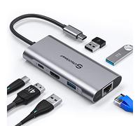 UtechSmart USB C Hub, USB C Ethernet Multiport Adapter, 6 In 1 USB C to HDMI Dock Compatible for Macbook Pro/Air, Chromebook, Dell XPS, HP and Type C Devices (Gigabit Ethernet 100W PD 4K HDMI USB 3.0)