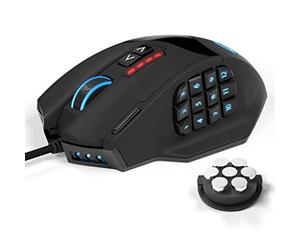UtechSmart Venus 16400DPI High Precision Laser RGB Gaming Mouse, Programmable Buttons, Breathing Light, Ergonomic Optical, Interchangeable Side Button, Black