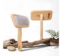 UTEE Large Dog Slicker Brush - Ergonomic Beech Wood Handle & 120° Curved Stainless Pins for Goldendoodles, Labradoodles & Poodles Professional Pet Grooming Brush